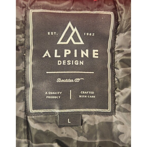 Alpine Design Men’s Puffer Vest Large Red Black Insulated Zip Front Outdoor - Picture 7 of 10
